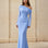 Ginnie Knit Long Sleeve Maxi Dress Blue Front