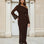 Ginnie Knit Long Sleeve Maxi Dress Chocolate front