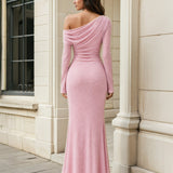 Ginnie Knit Long Sleeve Maxi Dress Pink Back
