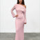 Ginnie Knit Long Sleeve Maxi Dress Pink Front