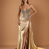 Giordana Corset Gown Gold Front