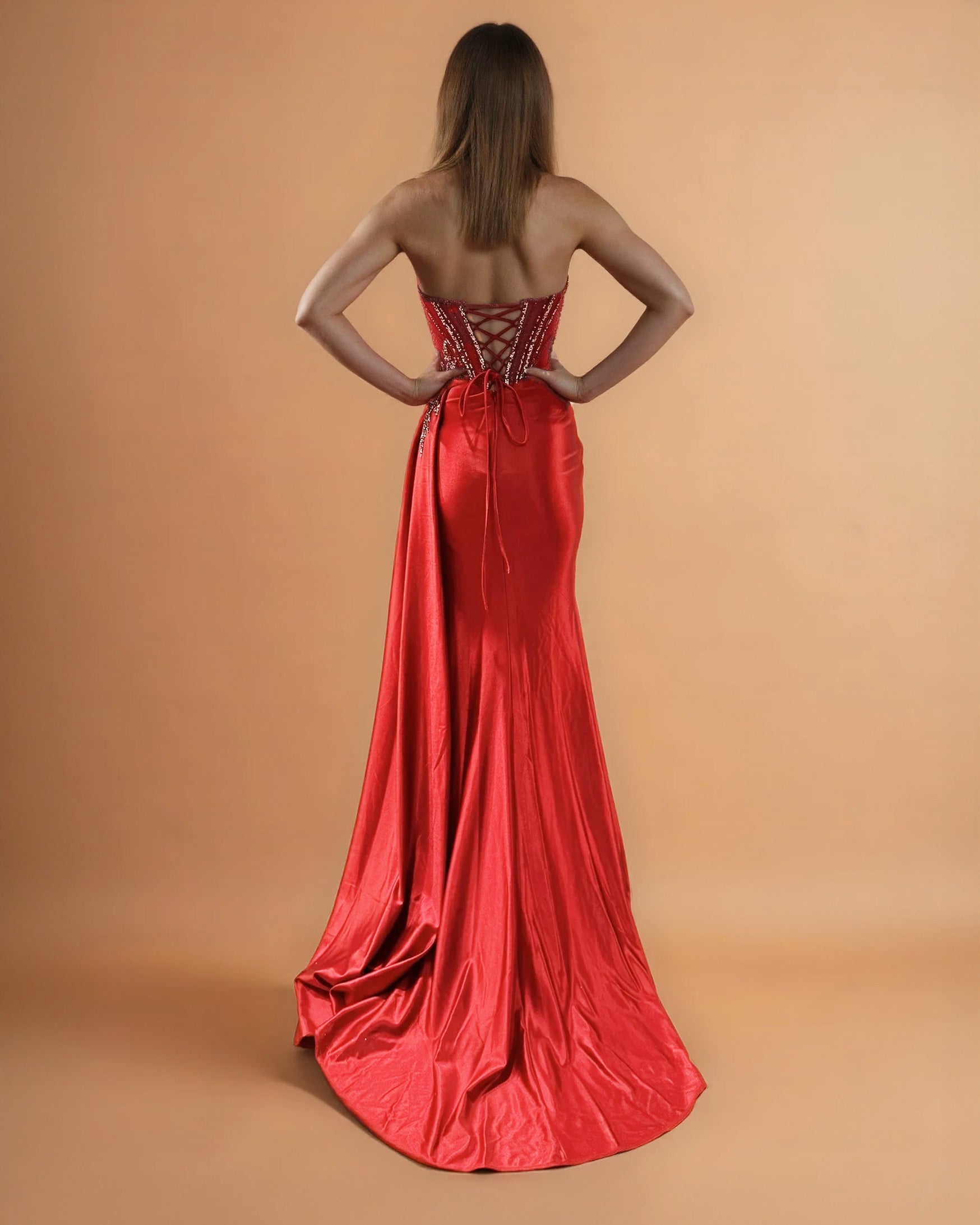 Giordana Corset Gown Red Back