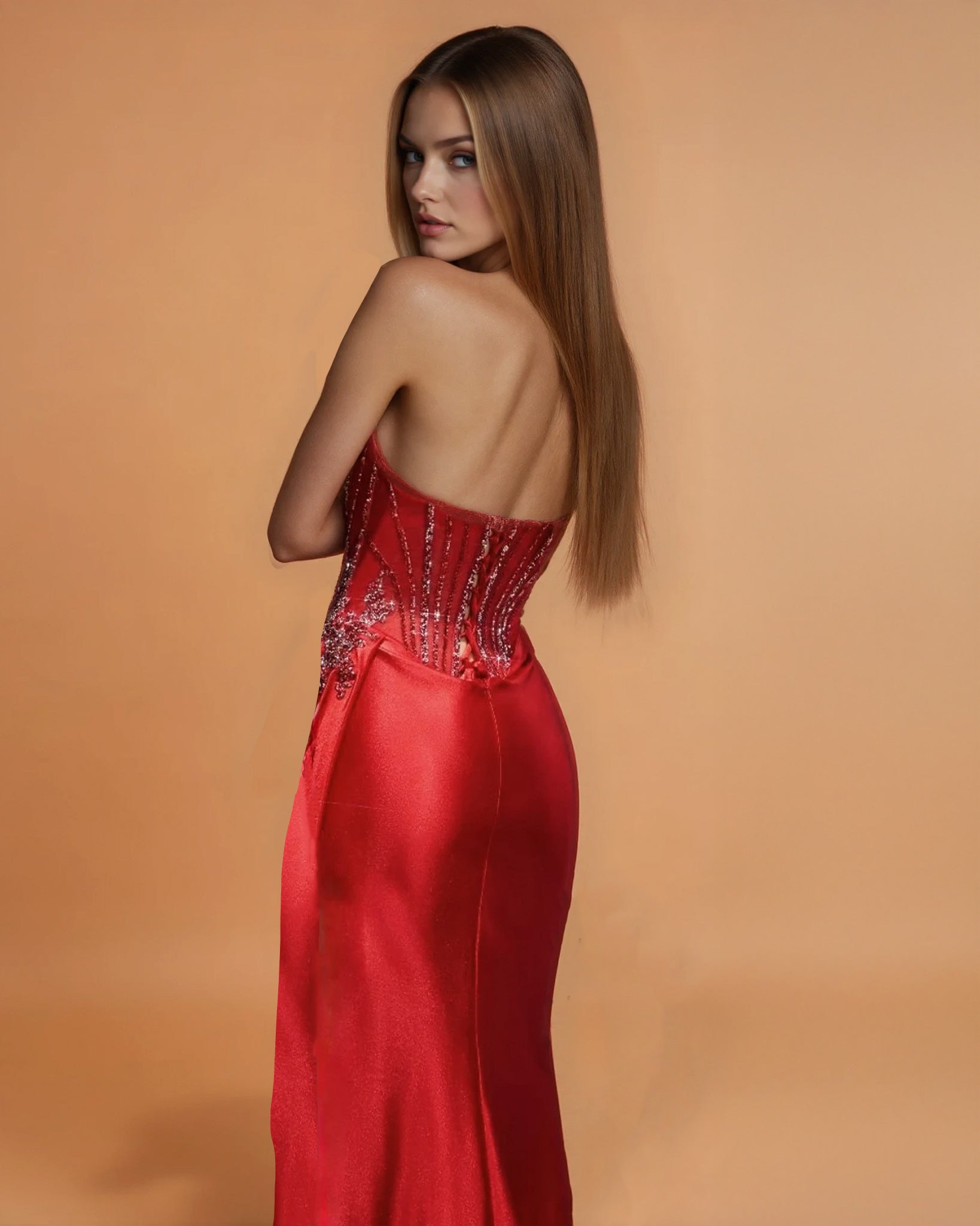 Giordana Corset Gown Red Back