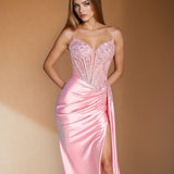 Giordana Corset Gown Dusty Rose Front
