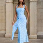 Giulia Lace Maxi Dress Blue Front