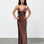 Gloria Lace Satin Slip Maxi Dress Chocolate Front