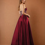 Grace Satin Ball Gown Burgundy BACK