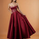 Grace Satin Ball Gown Burgundy FRONT