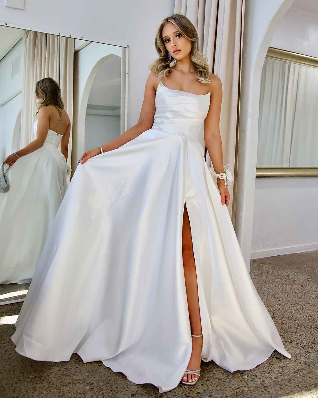 Paola Strapless Gown - White