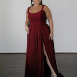 Hayley Metallic Jersey Gown - Flame