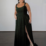 Hayley Metallic Jersey Gown - Forest