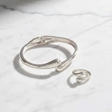 Honey Bangle Bracelet and Ring Set Silver