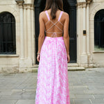 Indigo Maxi Dress Pink Print Back