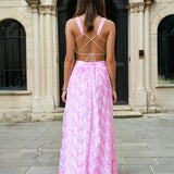 Indigo Maxi Dress Pink Print Back