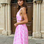 Indigo Maxi Dress Pink Print Side