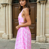 Indigo Maxi Dress Pink Print Side