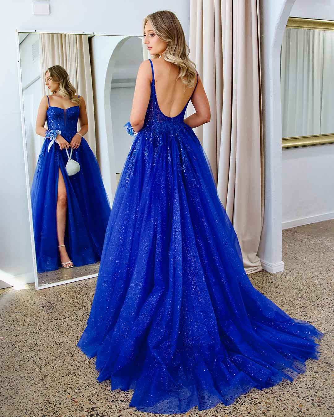 Iris Corset Lace Gown - Royal Blue