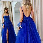 Iris Corset Lace Gown - Royal Blue