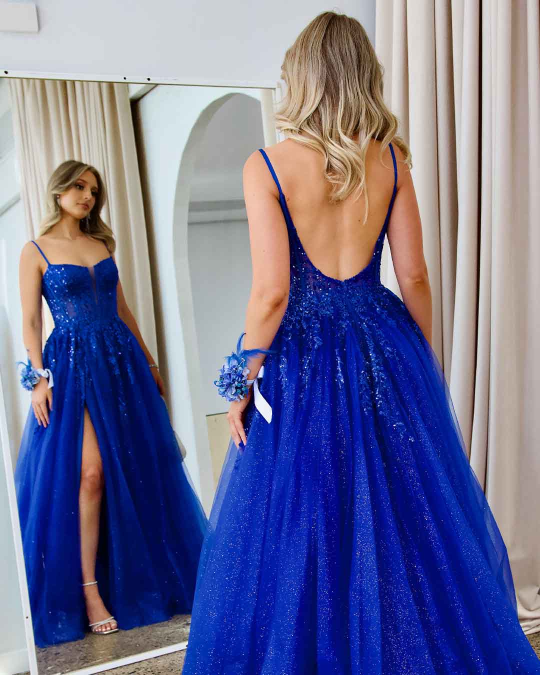 Iris Corset Lace Gown - Royal Blue