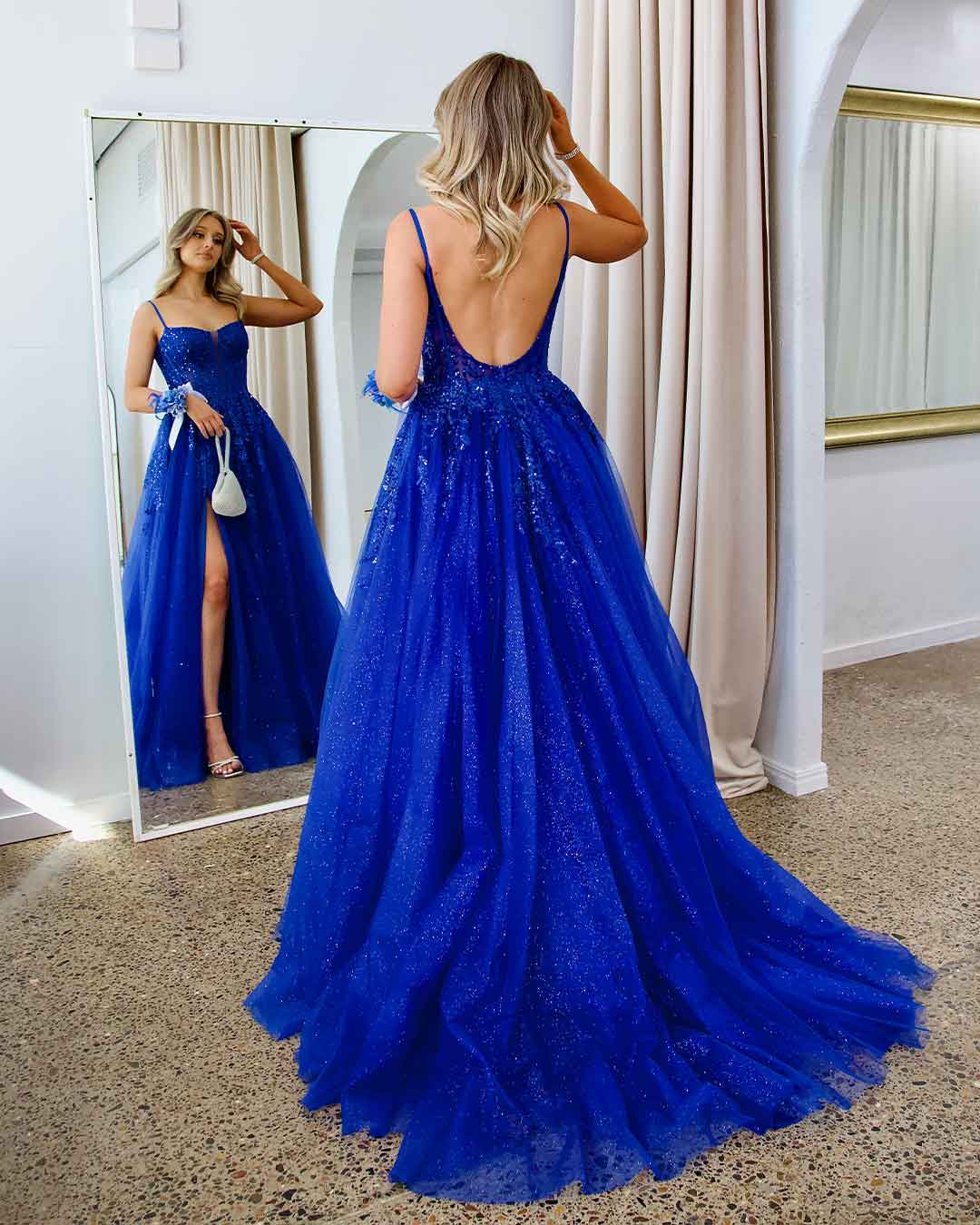 Iris Corset Lace Gown - Royal Blue