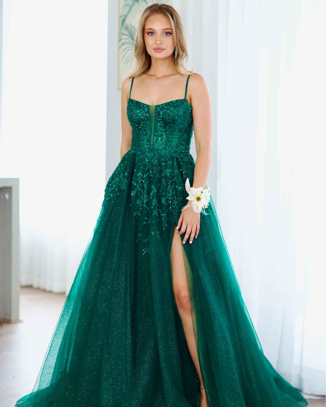 Iris Corset Lace Gown - Emerald