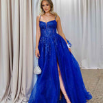 Iris Corset Lace Gown - Royal Blue