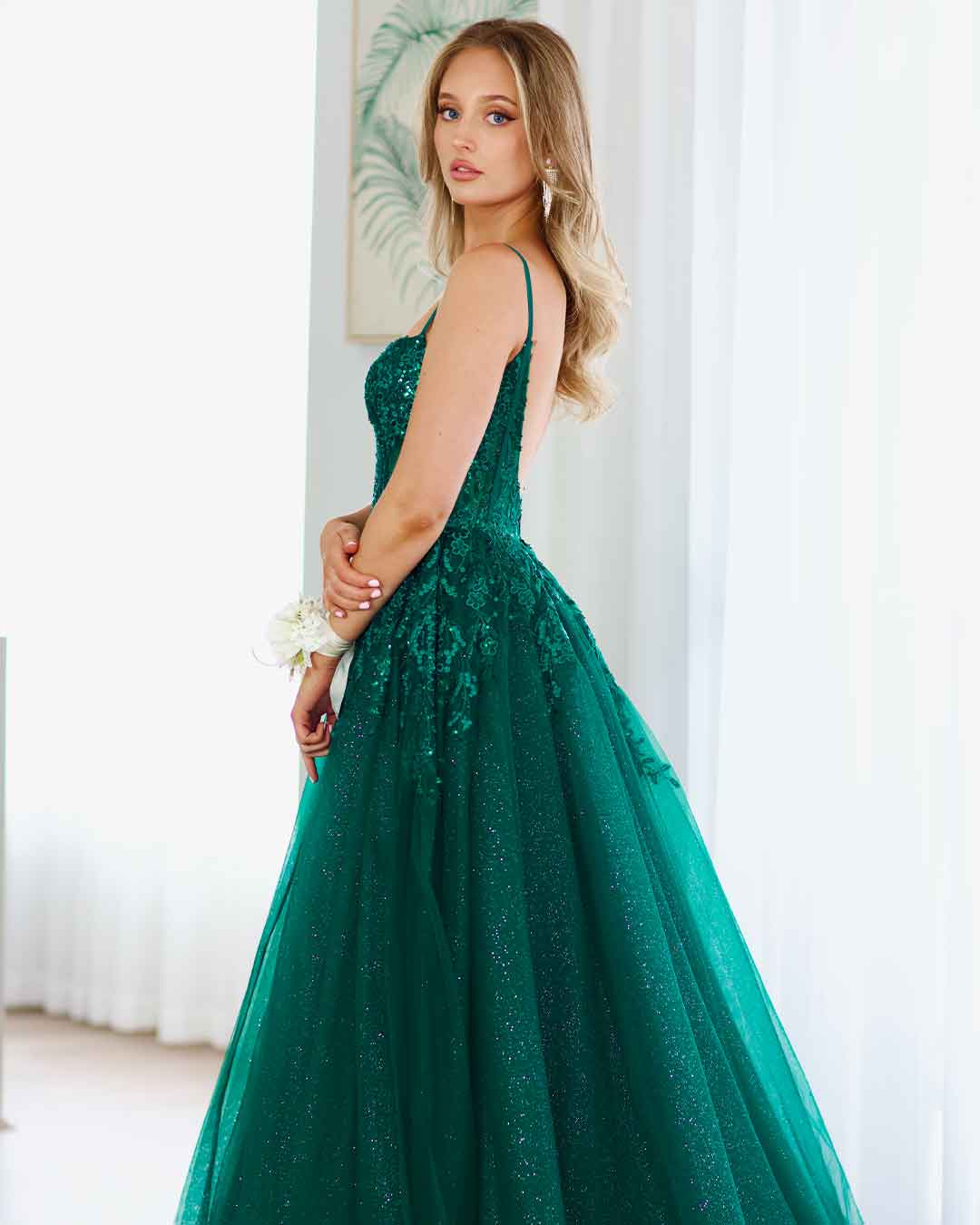 Iris Corset Lace Gown - Emerald