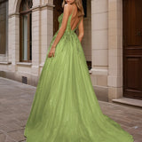 Iris Green sequin ball gown corset 