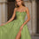 Iris Green sequin ball gown corset front