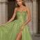 Iris Green sequin ball gown corset front