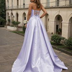Isabelle Mikado Gown Strapless Bow Lilac Front