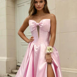 Isabelle Strapless Bow Gown - Light Pink