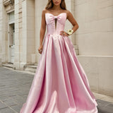 Isabelle Strapless Bow Gown - Light Pink