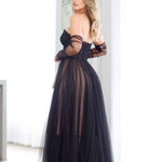 Jasmine Corset Tulle Gown - Black