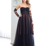 Jasmine Corset Tulle Gown - Black