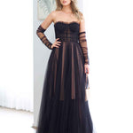 Jasmine Corset Tulle Gown - Black