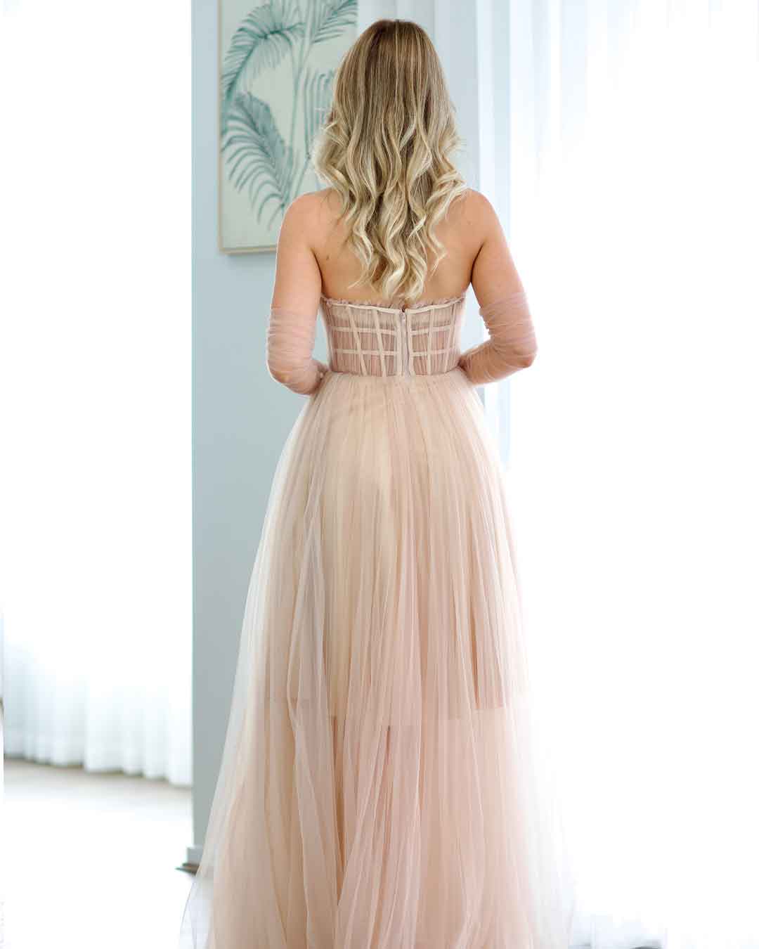 Jasmine Corset Tulle Gown - Blush