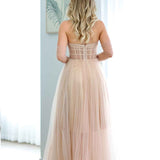 Jasmine Corset Tulle Gown - Blush