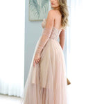 Jasmine Corset Tulle Gown - Blush