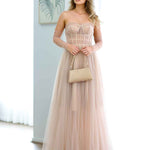 Jasmine Corset Tulle Gown - Blush