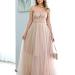 Jasmine Corset Tulle Gown - Blush