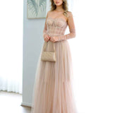 Jasmine Corset Tulle Gown - Blush