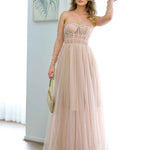 Jasmine Corset Tulle Gown - Blush