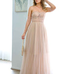 Jasmine Corset Tulle Gown - Blush