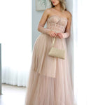 Jasmine Corset Tulle Gown - Blush