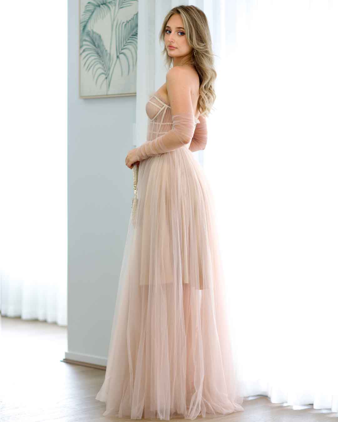 Jasmine Corset Tulle Gown - Blush