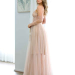 Jasmine Corset Tulle Gown - Blush