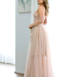 Jasmine Corset Tulle Gown - Blush