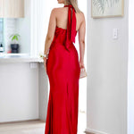 Juniper Corset Satin Gown - Ruby