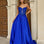 Kaia Strapless Corset Gown Cobalt front